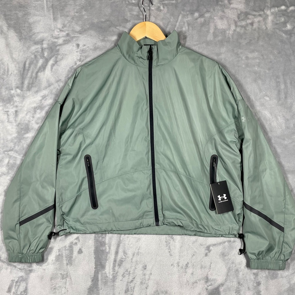 Under Armour Womens Unstoppable Woven Sheen Jacket Sage Green 1389677 M NEW $100